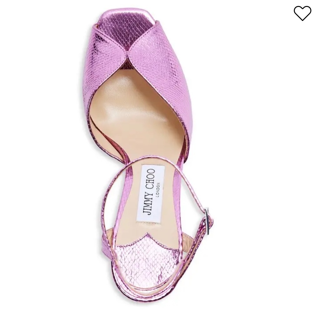 Jimmy Choo Sacaria 120 Pink Metallic Platform Sandals EU 38 Block Heel NWT - Picture 13 of 15